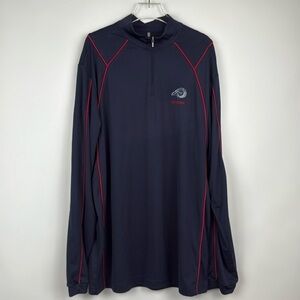 Sligo Men’s Golf Polo Long Sleeve Shirt Navy Blue Red Accents Size Large